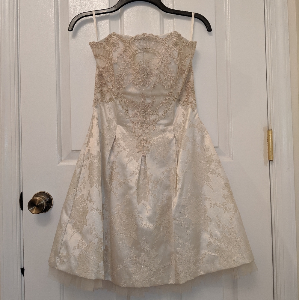 Jessica McClintock Cream Lace Embroidered Dress